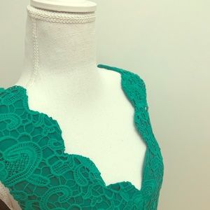 MODCLOTH EMERALD GREEN lace dress!